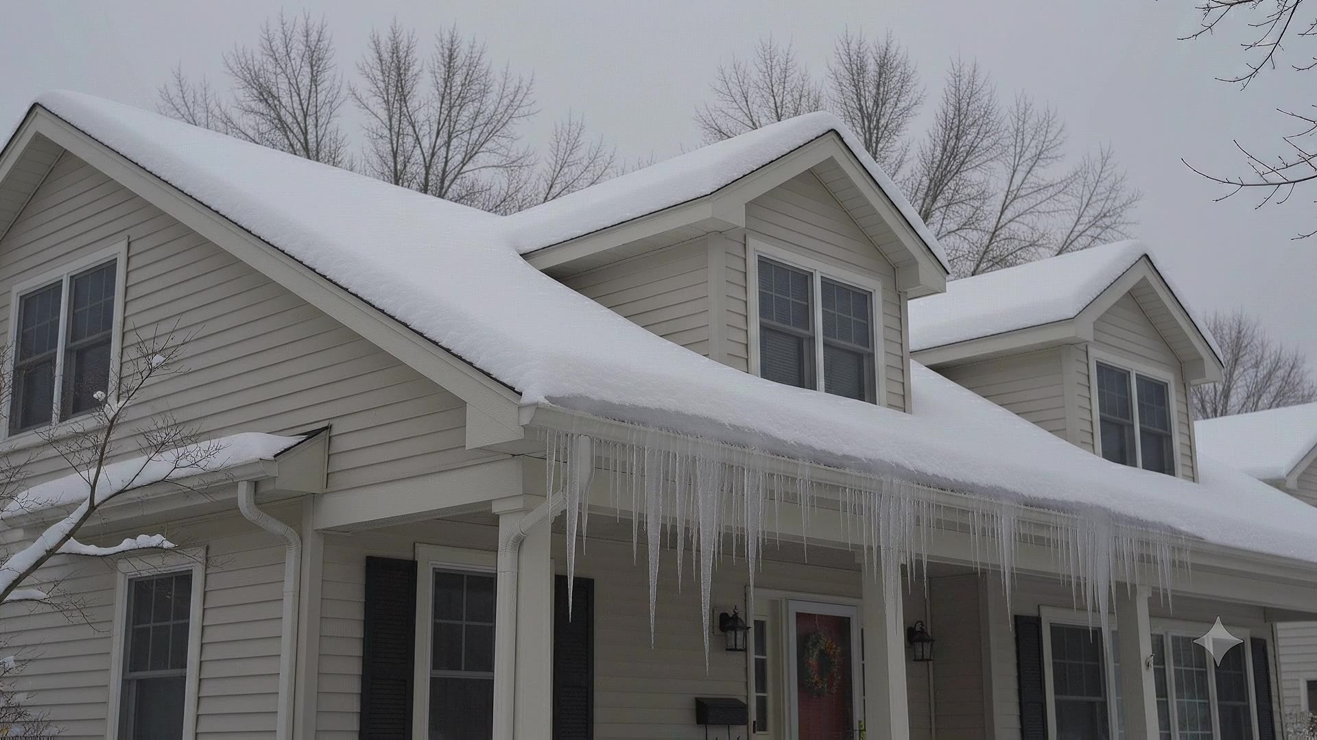 Roof Ice Dam Forming on a Wisconsin Home
